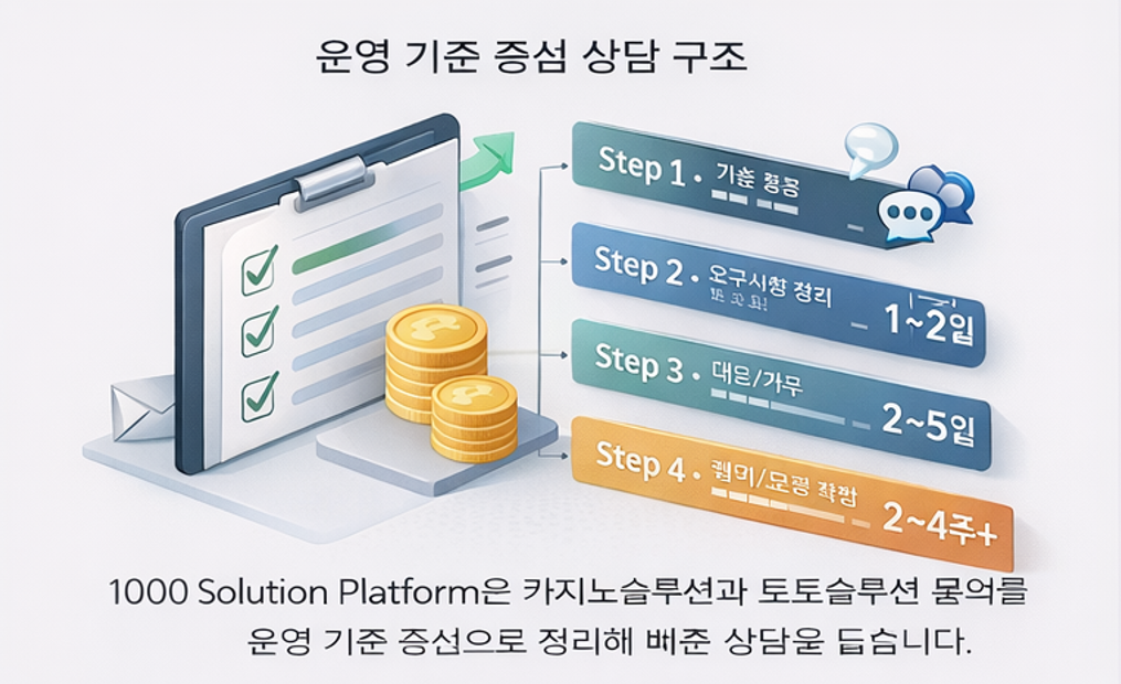 카지노솔루션과 토토솔루션 상담을 위한 1000 Solution Platform 문의 구조