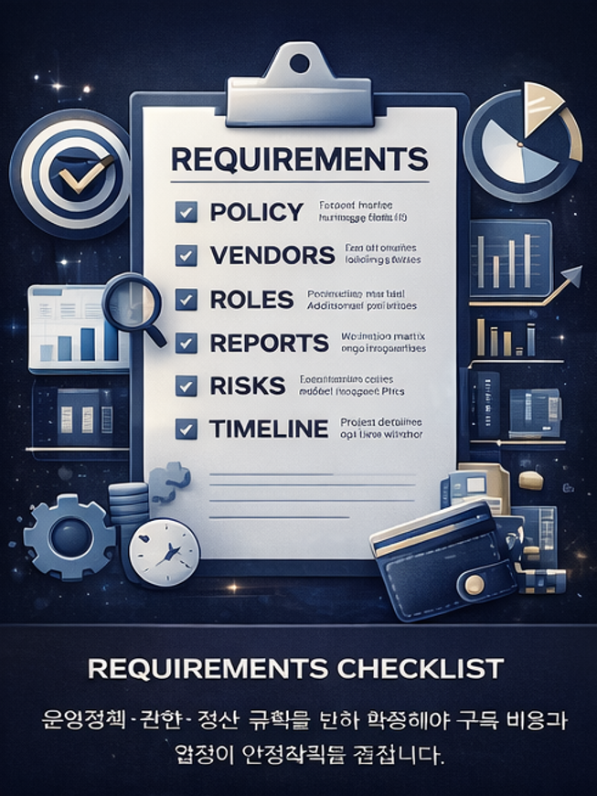 카지노 플랫폼 구축 전 요구사항과 운영정책을 정리하는 체크리스트 인포그래픽