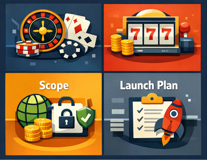 카지노 게임 벤더 연동과 제공사 비교 포인트를 4분할로 정리한 인포그래픽