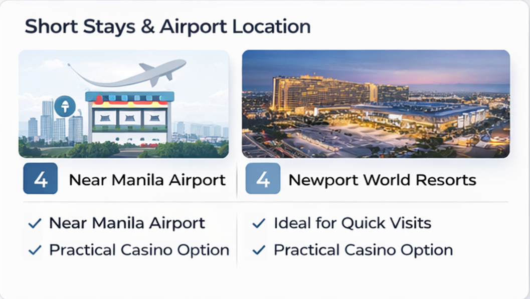 오카다 마닐라와 시티 오브 드림을 비교하며 마닐라 카지노 특징을 설명하는 이미지