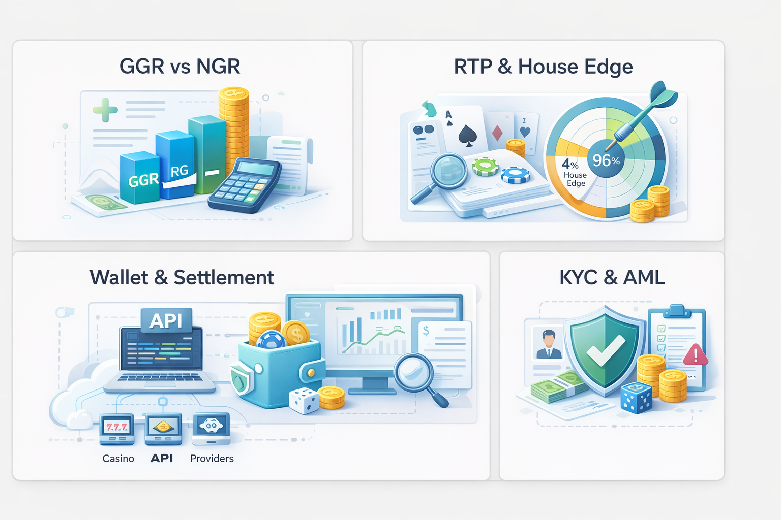 온라인 카지노 사이트 운영에서 KYC AML 리스크 관리 구조를 설명하는 이미지