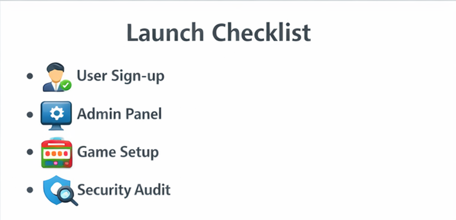 온라인 카지노 런칭 전 반드시 확인해야 할 체크리스트를 정리한 이미지