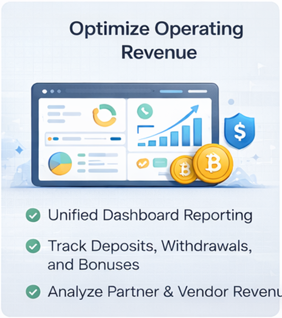 카지노 정산 자동화 대시보드와 입금 출금 매출 통계를 보여주는 운영 화면 예시