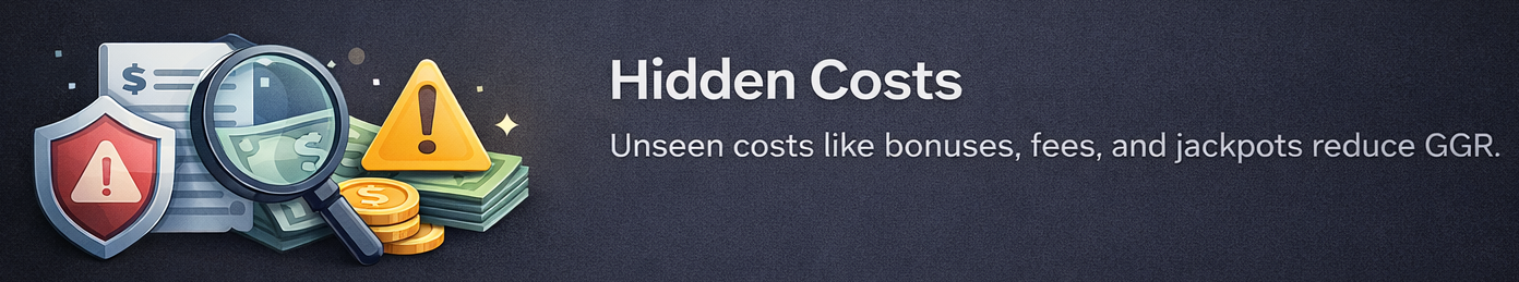 GGR 수익과 실제 순이익 차이를 비교한 카지노 정산 그래프 이미지