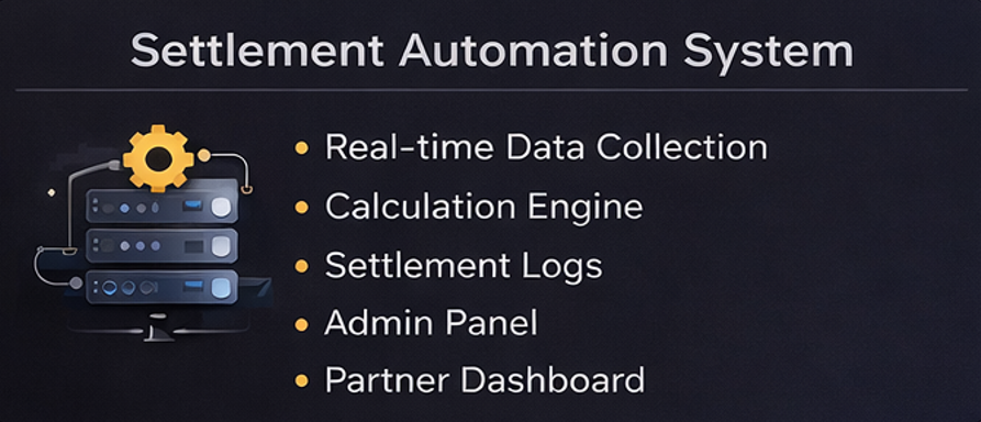 자동화된 파트너 정산 시스템에서 어드민 패널과 파트너 대시보드가 같은 데이터를 공유하는 구조도