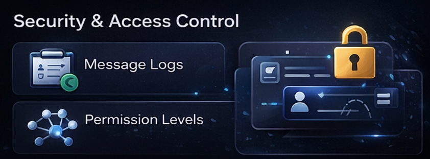 텔레그램 메시지 흐름과 운영 보안 구조를 보여주는 설명 이미지